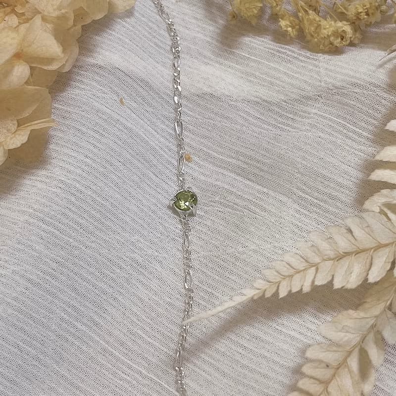 七月葉金工 / Peridot橄欖石手鍊 /925純銀手鍊