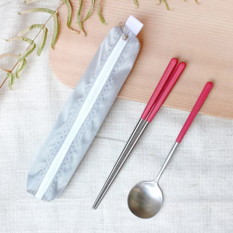 創意六角好筷匙餐具組1組入-茜紅