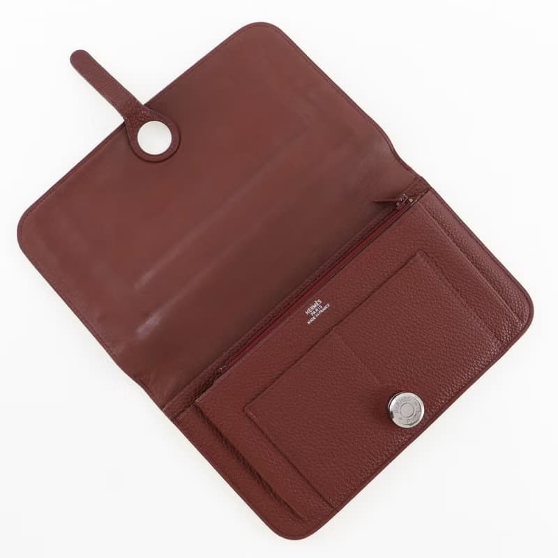 【日本直送】エルメス HERMES ドゴンGM 長財布 トリヨンクレマンス ボルドー シルバー金具  レディース【中古】