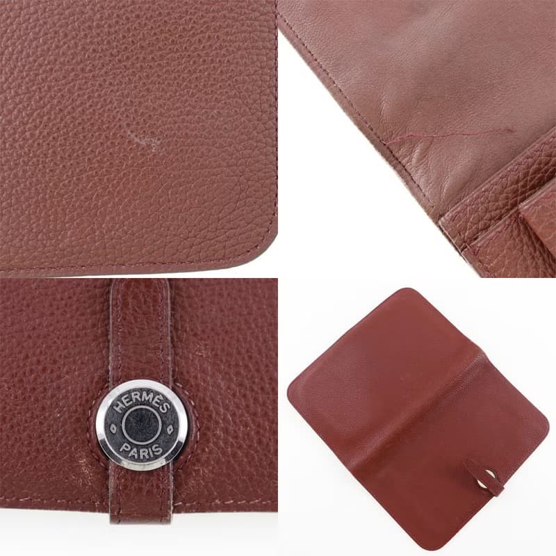 【日本直送】エルメス HERMES ドゴンGM 長財布 トリヨンクレマンス ボルドー シルバー金具  レディース【中古】