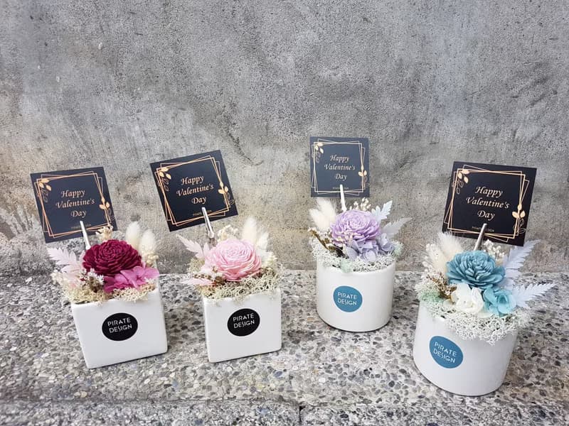 海藏設計│浪漫果漾。香芬乾燥花小品盆栽。個性藍/浪漫紫