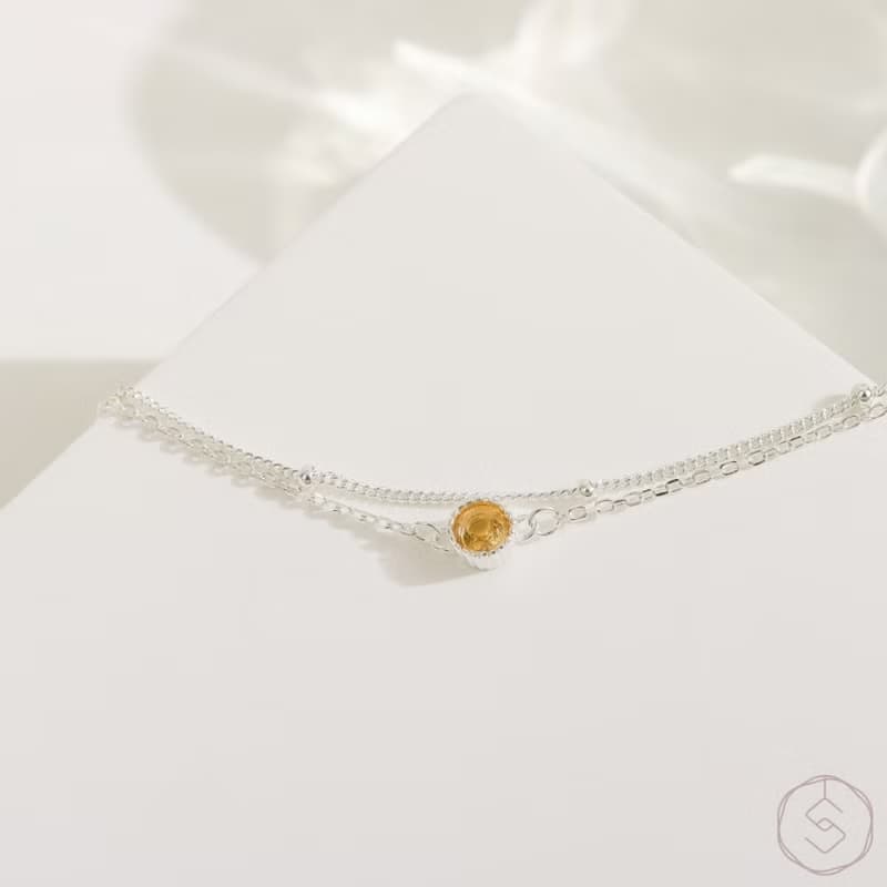 盼 | 黃水晶 S925純銀 | 天然石輕珠寶手鍊