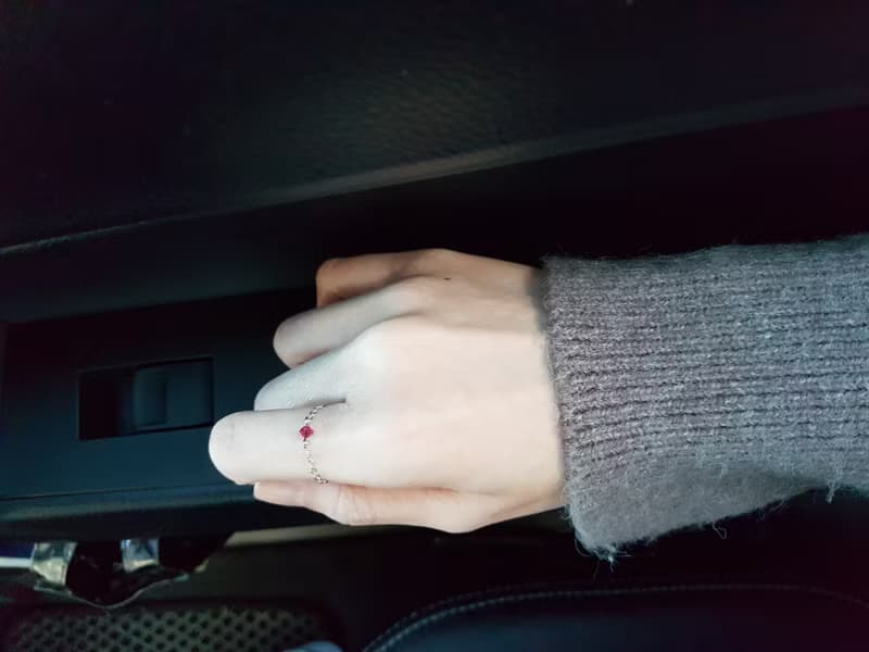 小水晶 細鍊 鍊戒 (古典洋紅)