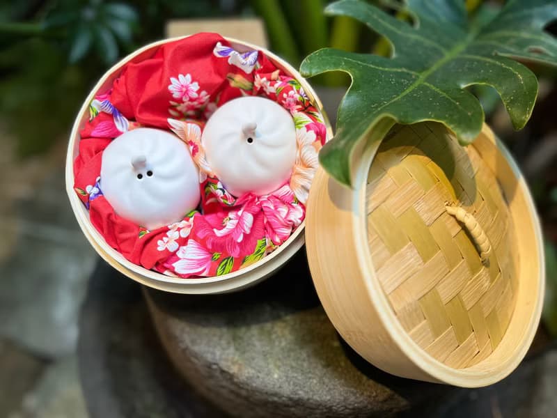 【台客藍】小籠包調味罐2入組 **蒸籠+花布包裝(顏色隨機)