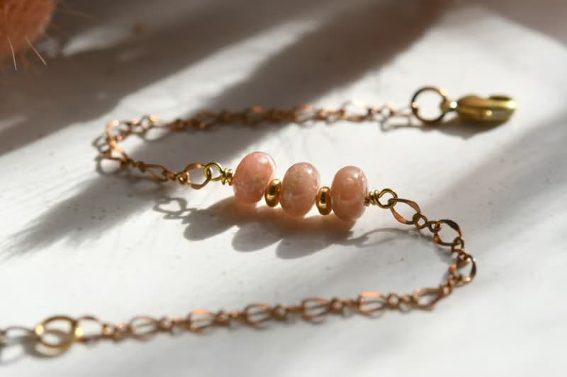 暮紅│玫瑰石│黃銅手鍊