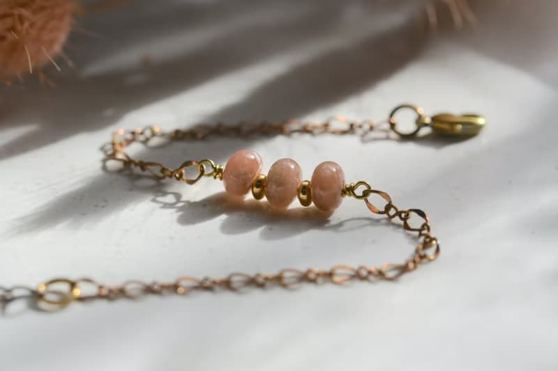 暮紅│玫瑰石│黃銅手鍊