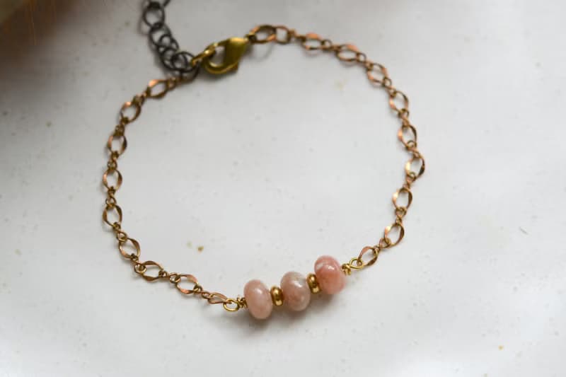 暮紅│玫瑰石│黃銅手鍊