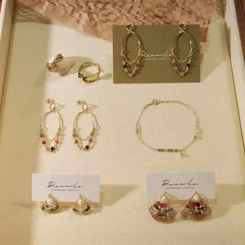 北境森林 彩虹碧璽耳環 14K Gold-Filled