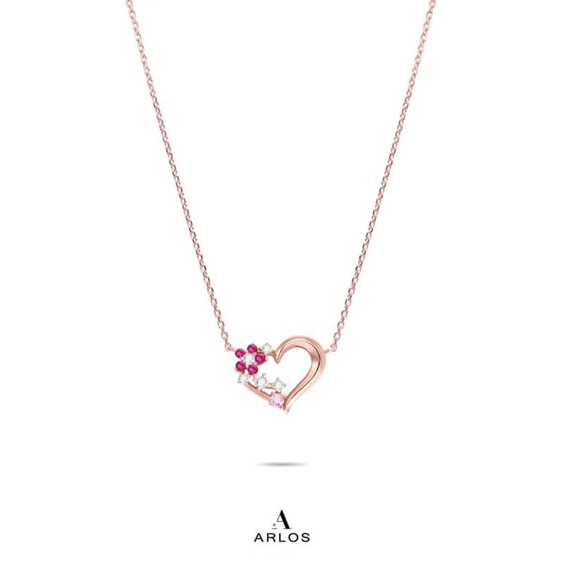 L'amour 花漾愛心頸鏈 (玫瑰金)