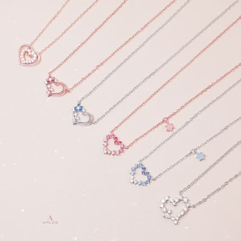 L'amour 花漾愛心頸鏈 (玫瑰金)
