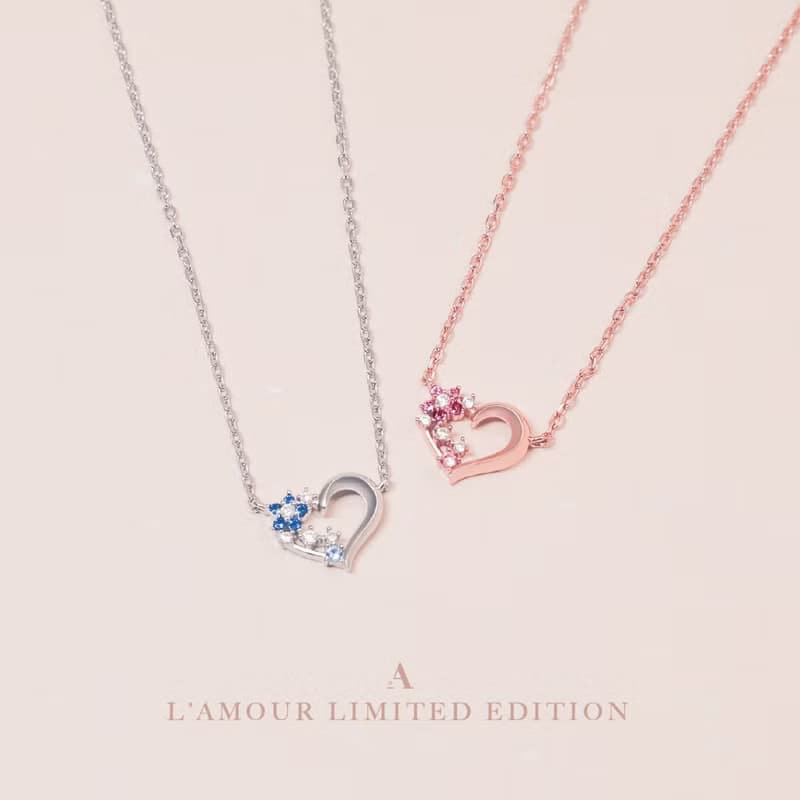 L'amour 花漾愛心頸鏈 (玫瑰金)