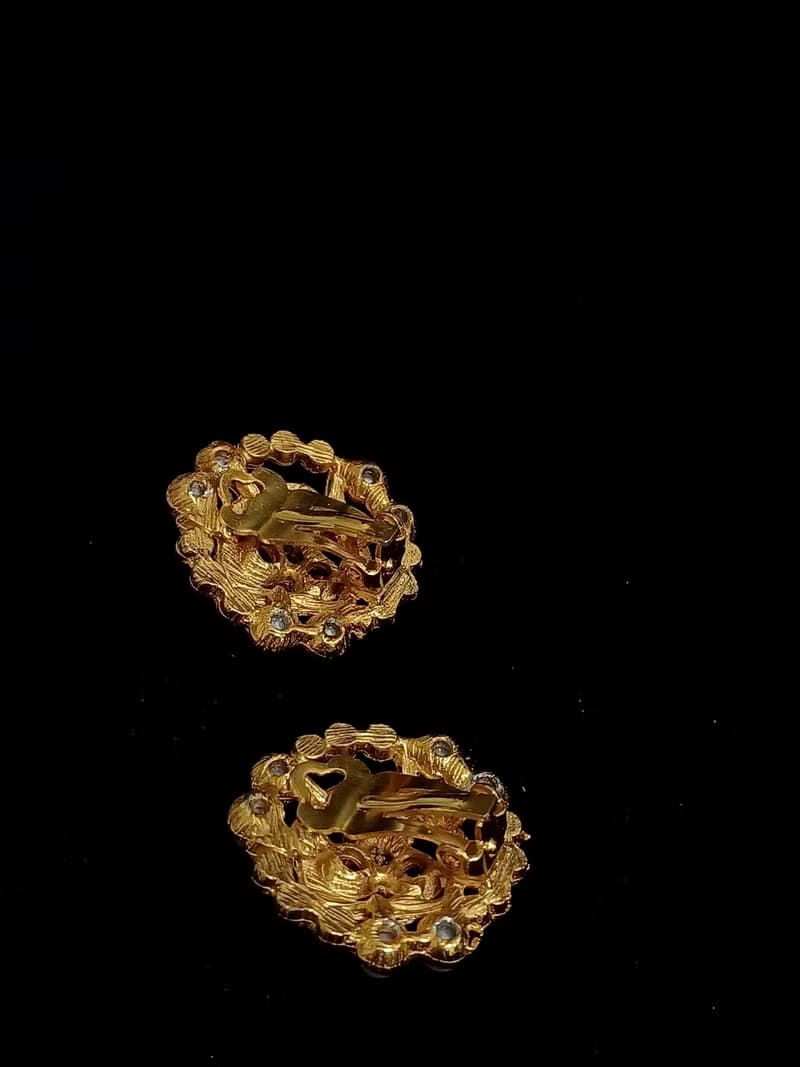 vintage jewelry  古董三稜萊茵夾式耳環