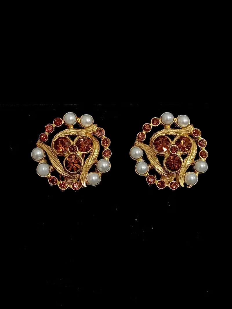 vintage jewelry  古董三稜萊茵夾式耳環