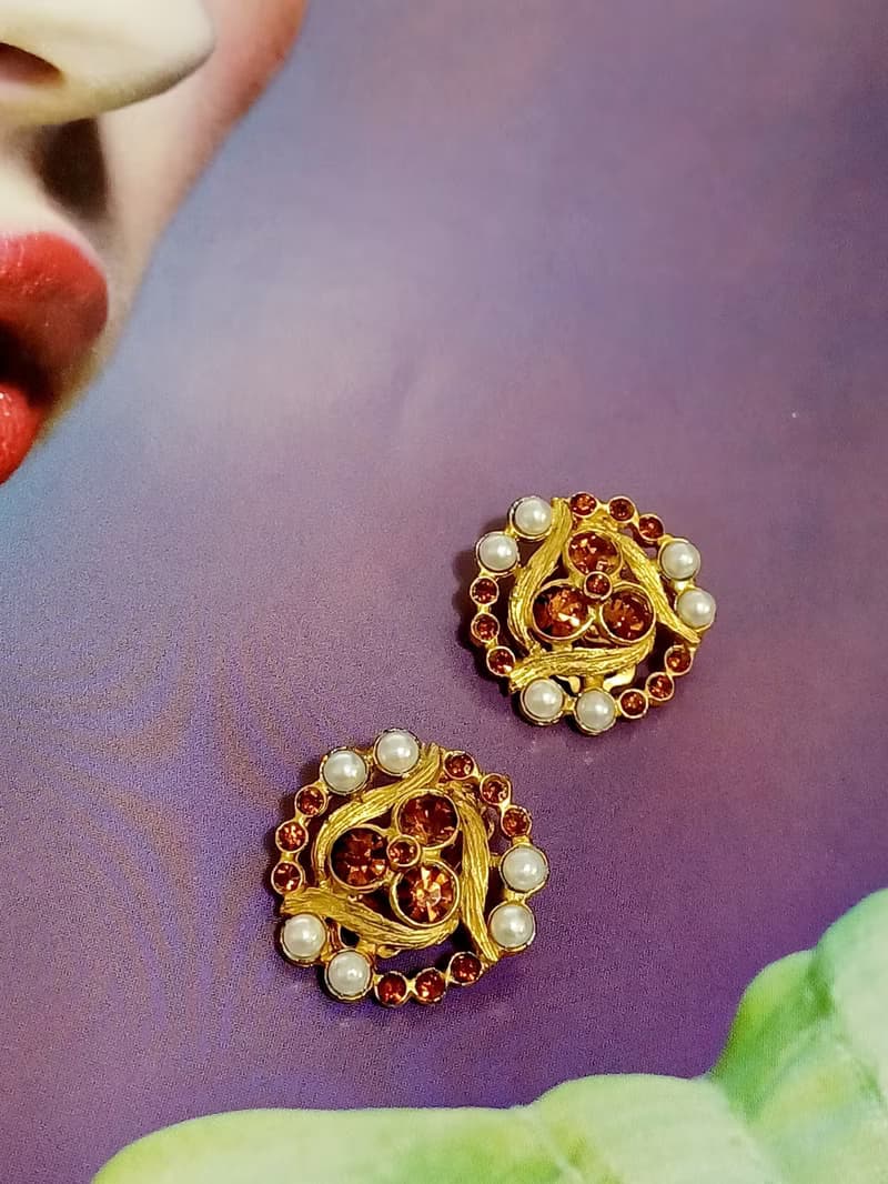 vintage jewelry  古董三稜萊茵夾式耳環
