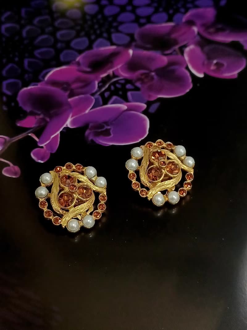 vintage jewelry  古董三稜萊茵夾式耳環