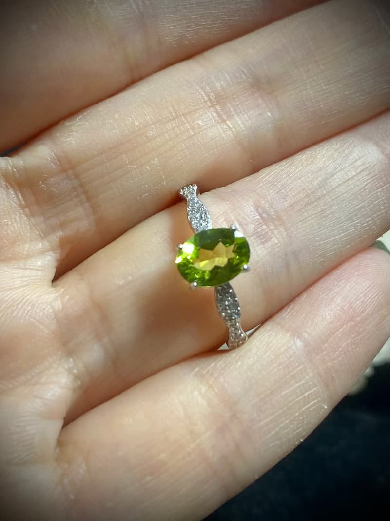 橢圓橄欖石925活口戒指