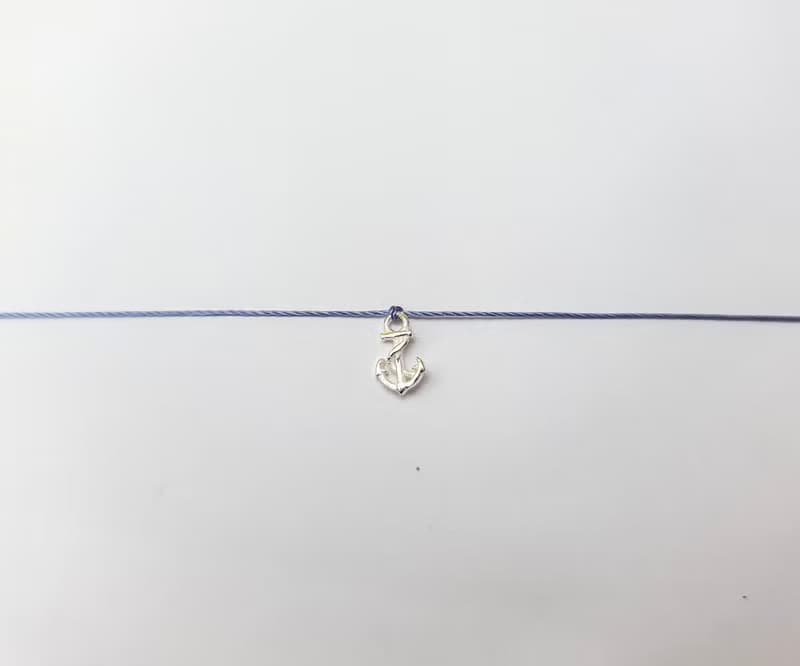 純銀 船錨 海軍 海洋 天空藍 紅線 手鍊 手繩 水手 安穩