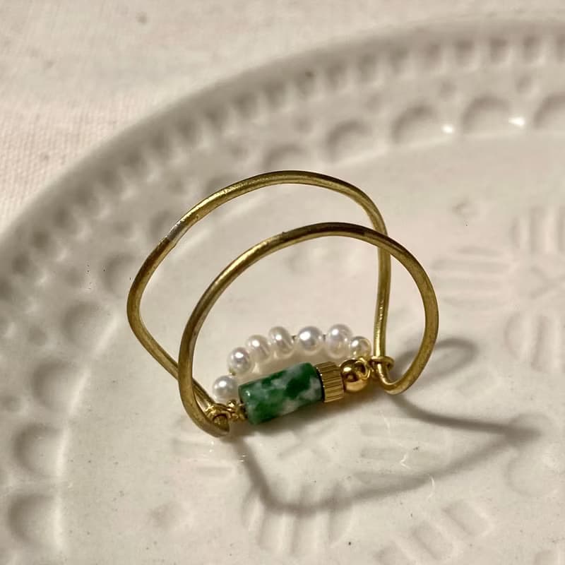 老林雜貨 | 綠點石珍珠戒指