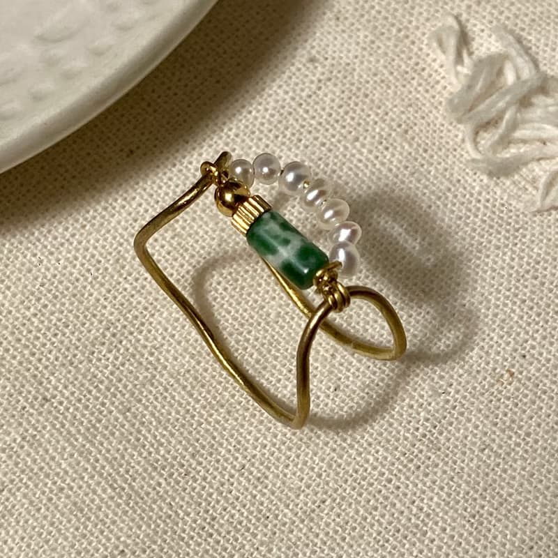 老林雜貨 | 綠點石珍珠戒指