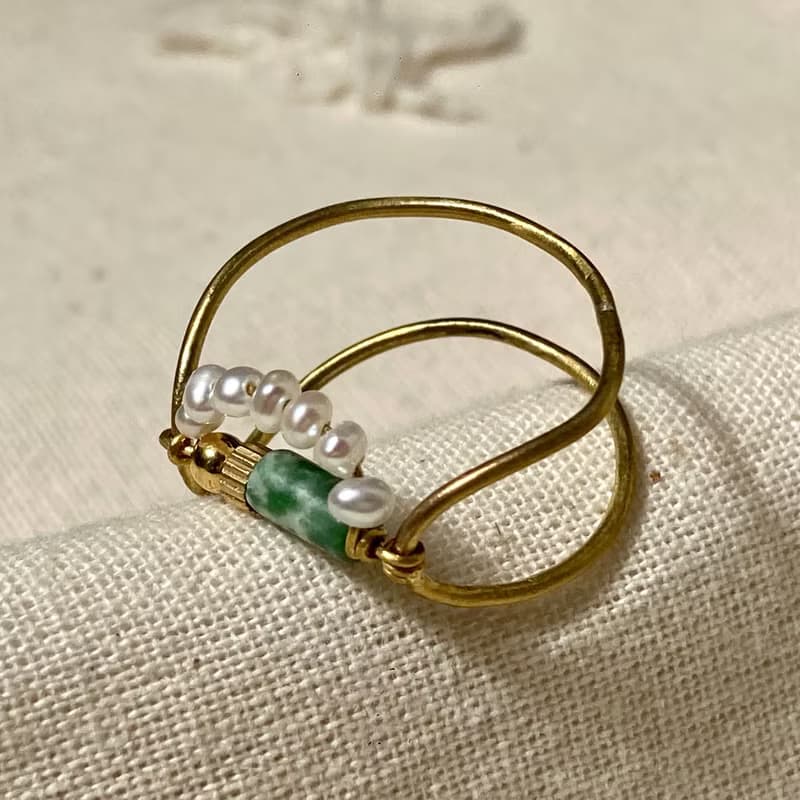 老林雜貨 | 綠點石珍珠戒指