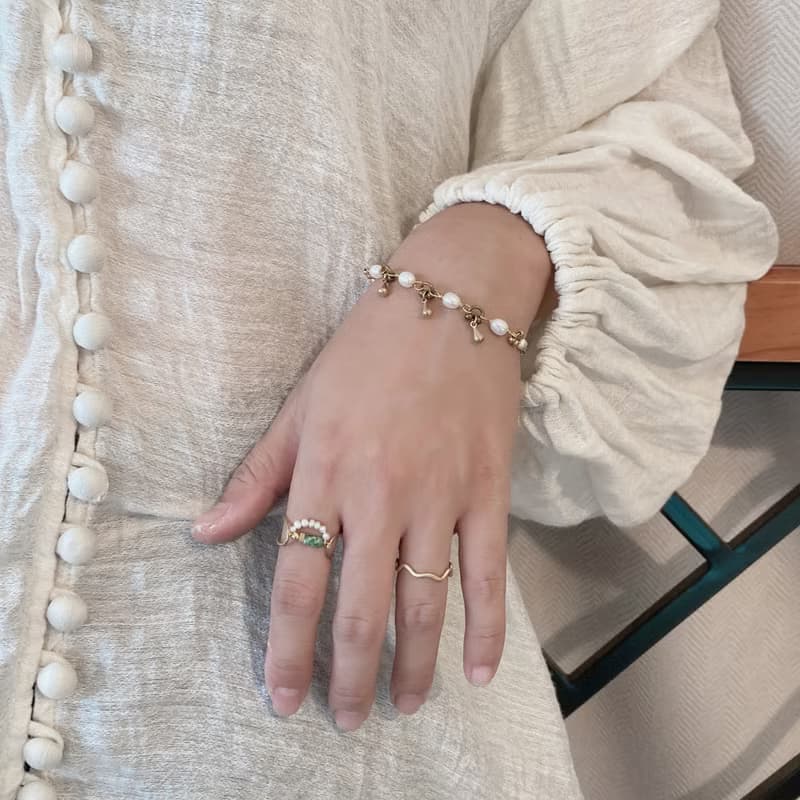 老林雜貨 | 綠點石珍珠戒指