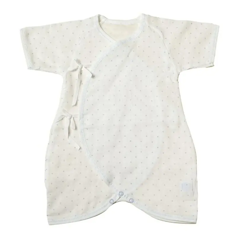 點點綁帶連身服-100%純棉紗布嬰兒連身衣(短袖短褲)-寶寶新生兒3M