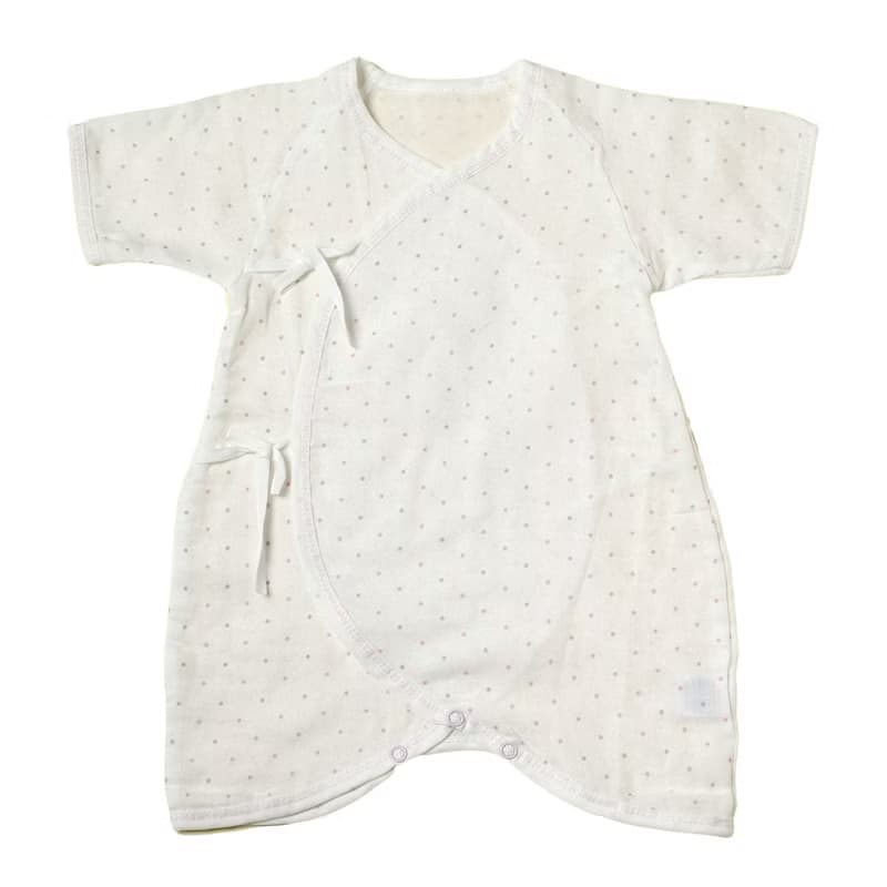 點點綁帶連身服-100%純棉紗布嬰兒連身衣(短袖短褲)-寶寶新生兒3M