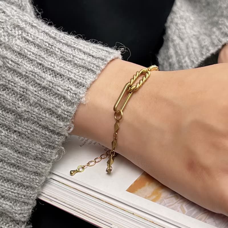 老林雜貨 | 黃銅鎖鏈設計手鍊