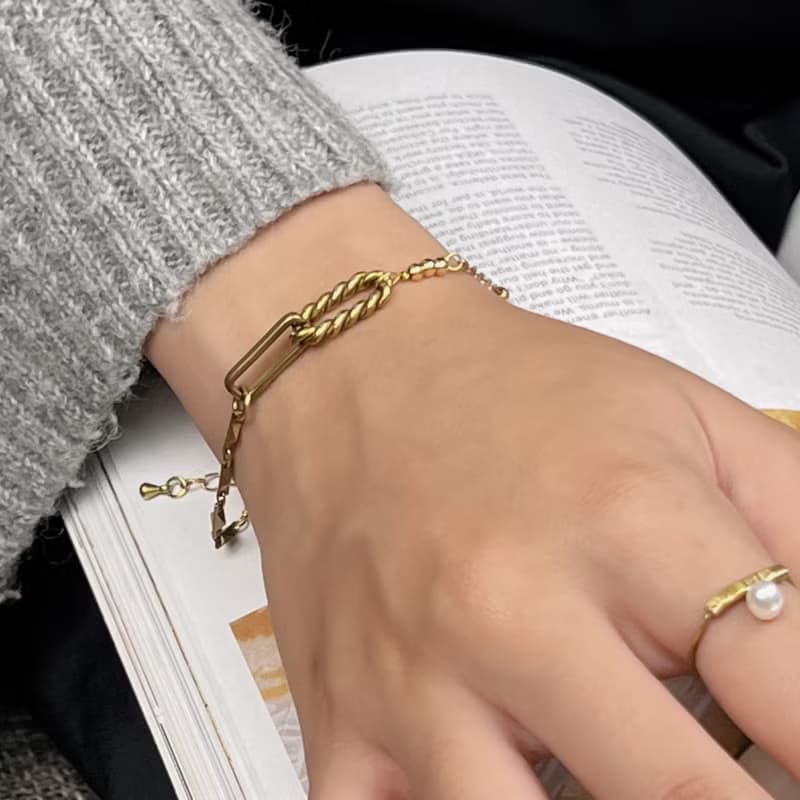 老林雜貨 | 黃銅鎖鏈設計手鍊