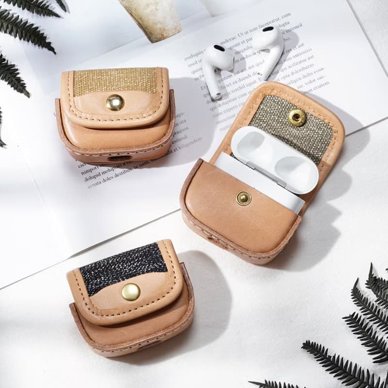 【Hiyori Essentials】日和小物 帆布拼接植鞣革 無線耳機保護套