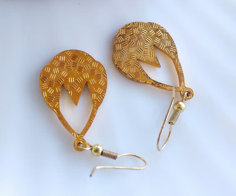 Vintage Jewelry 西洋古董飾品 景泰藍 花瓣綠 耳勾 針式耳環