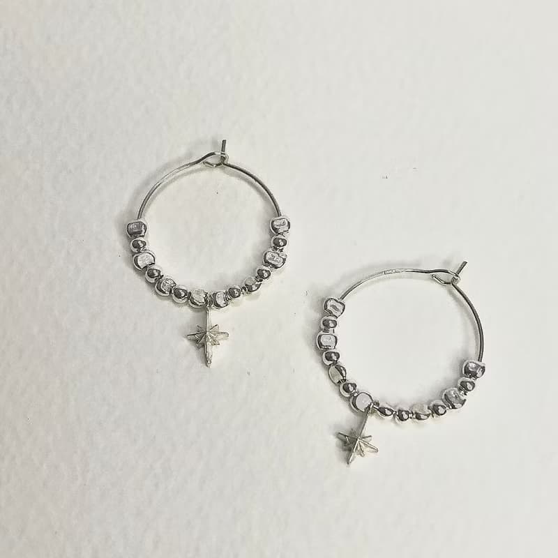 || chun x chun || × shiny × 925純銀隕石圈許願星耳環