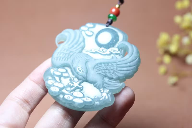 翡翠 大鵬展翅 鵬程萬裡 項鏈 吊墜掛件 毛衣鏈 送朋友禮物學生
