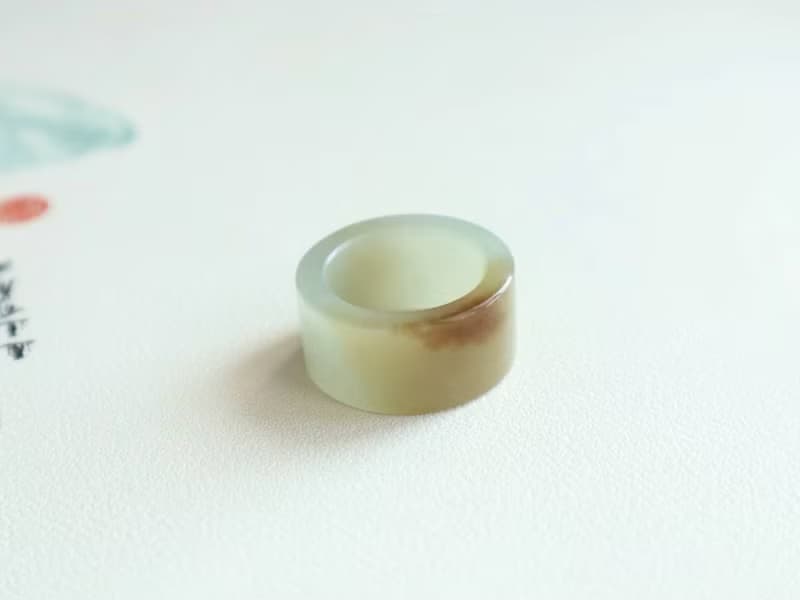天然和田玉指環 新疆且末料俏糖色糖青料內直徑18 mm 送禮送女友