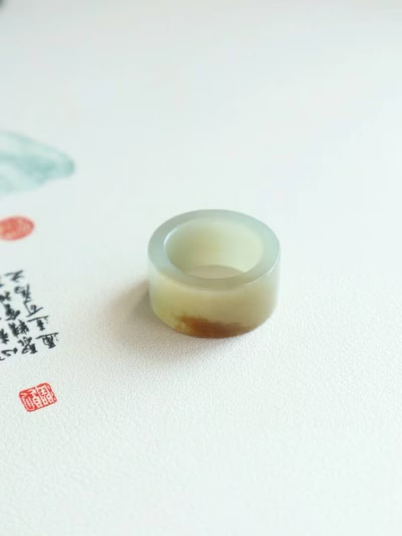 天然和田玉指環 新疆且末料俏糖色糖青料內直徑18 mm 送禮送女友