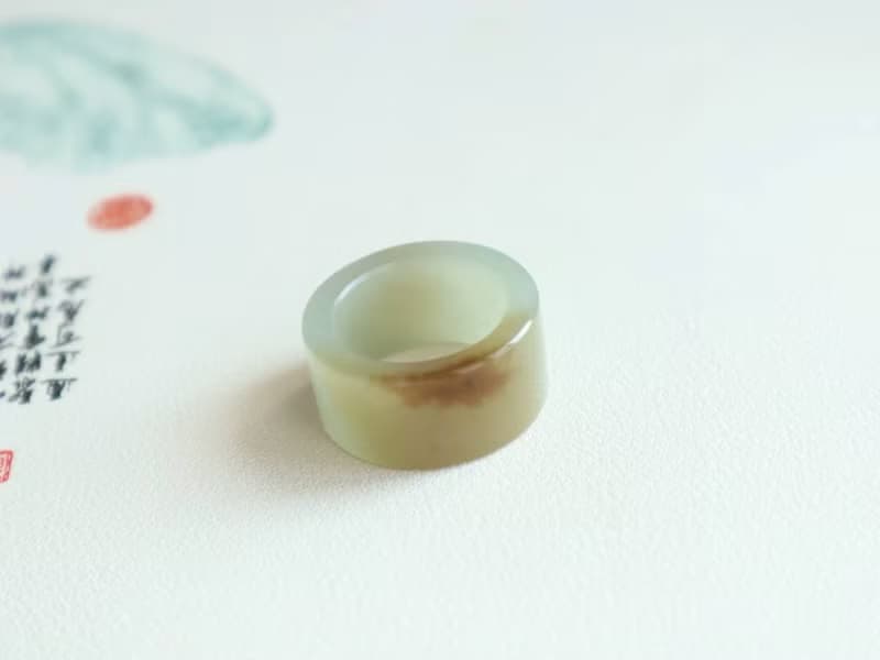 天然和田玉指環 新疆且末料俏糖色糖青料內直徑18 mm 送禮送女友