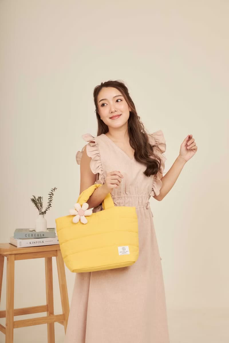 PUFF - nylon puffy tote bag (yellow)