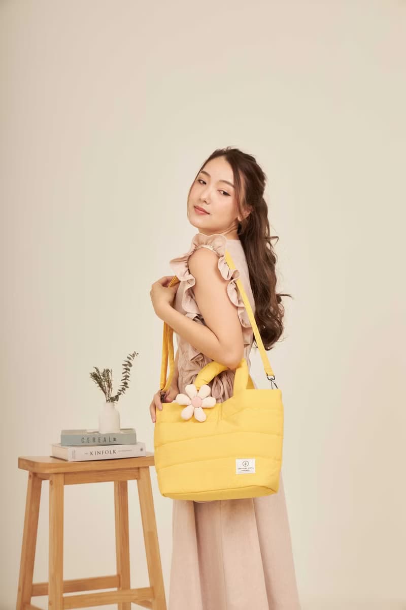 PUFF - nylon puffy tote bag (yellow)