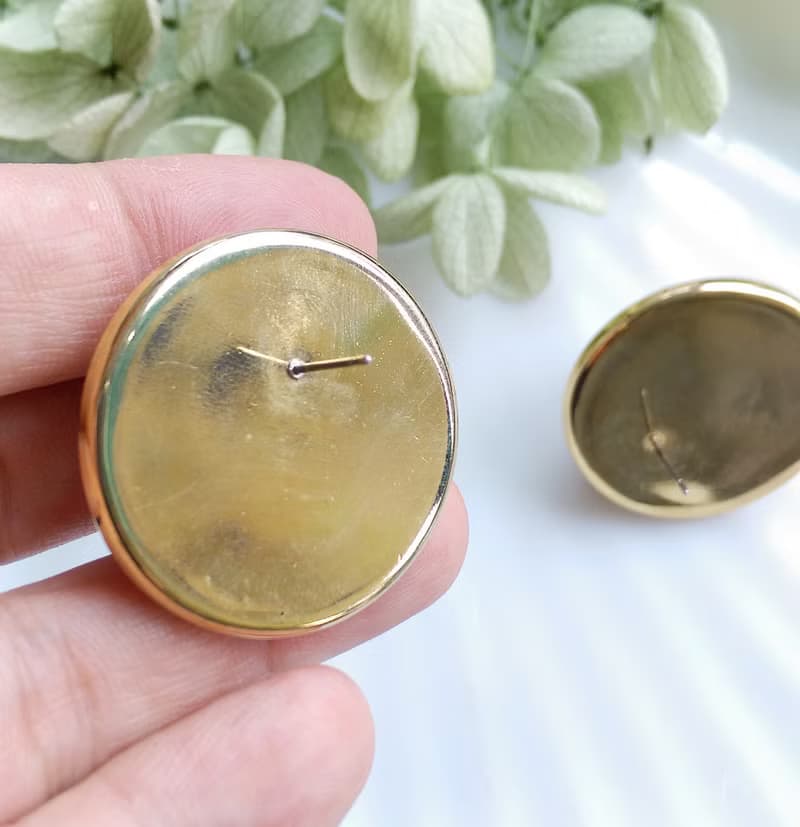 Vintage Jewelry 西洋古董飾品 經典 咖啡色調 鈕扣款 針式耳環