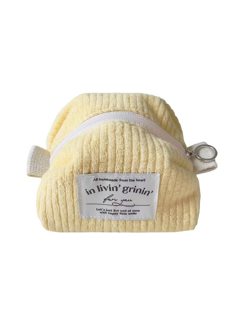 terry corduroy pouch S_milky yellow