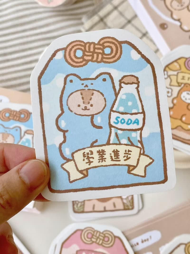 軟綿綿的小熊軟糖御守大貼紙九代/共8/防水貼紙