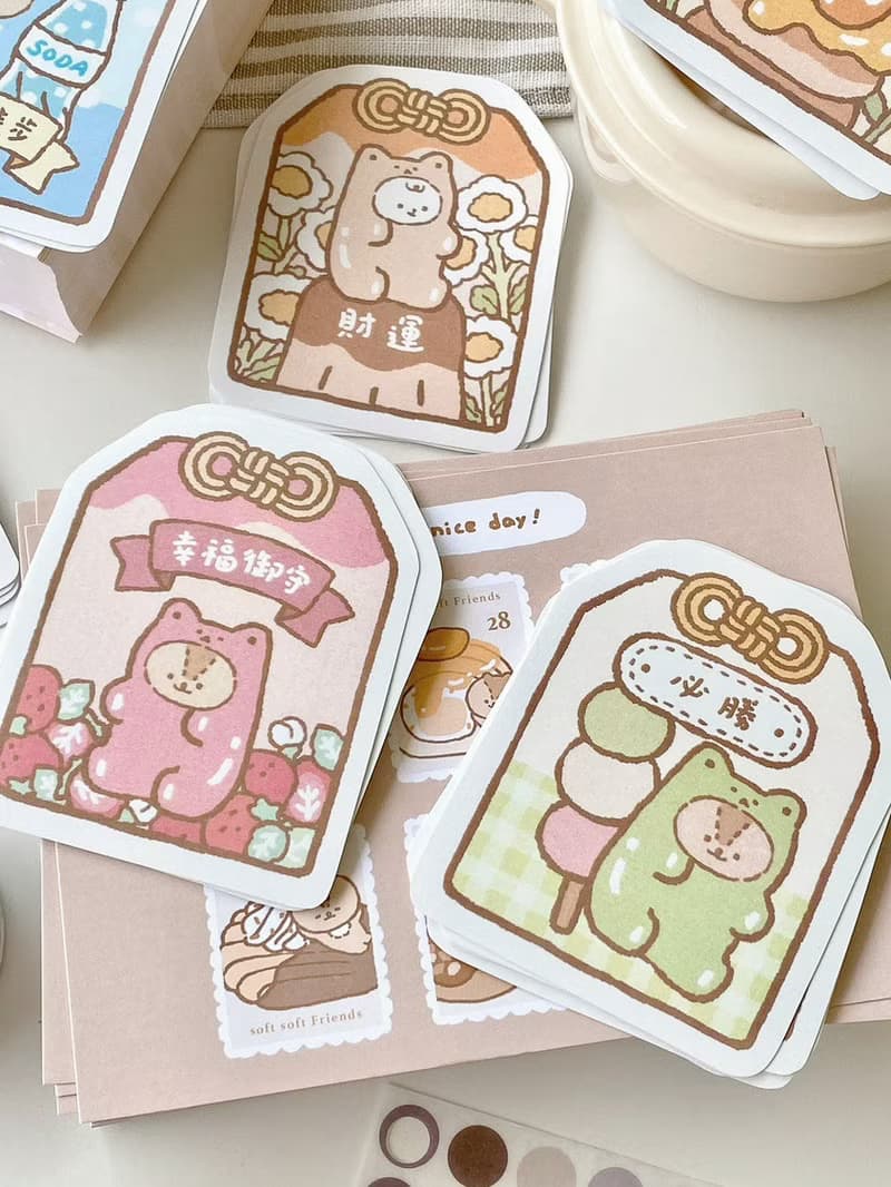 軟綿綿的小熊軟糖御守大貼紙九代/共8/防水貼紙