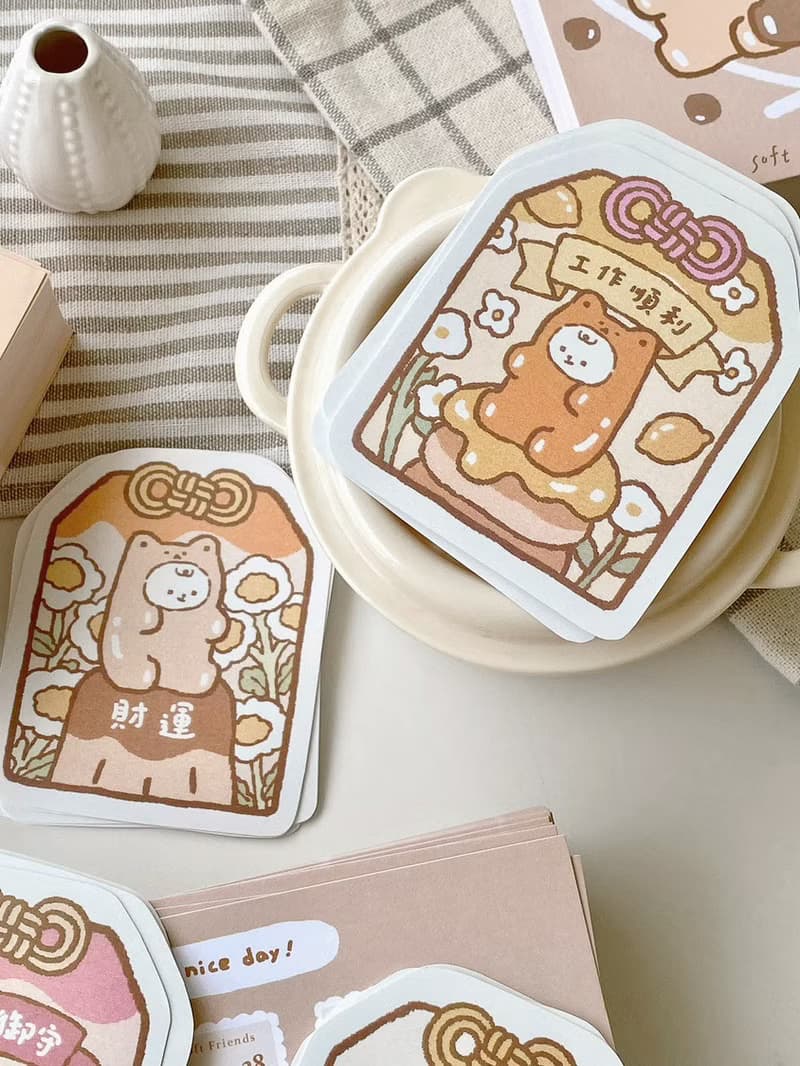 軟綿綿的小熊軟糖御守大貼紙九代/共8/防水貼紙