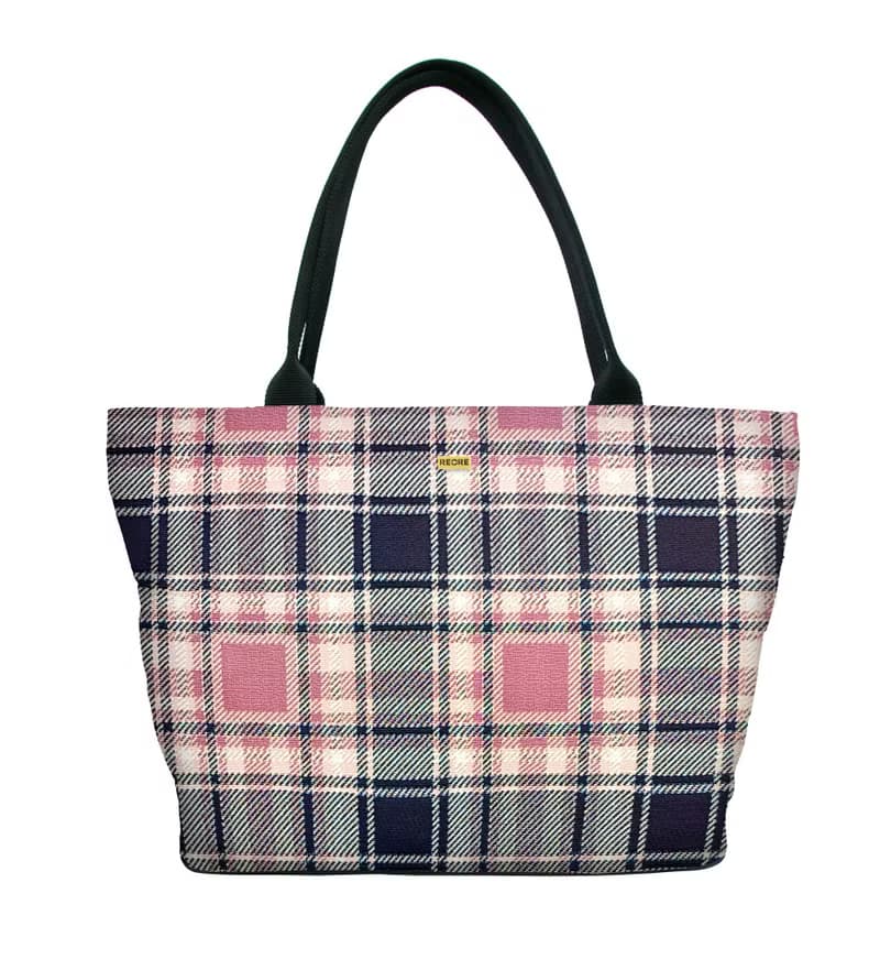 肩背托特包 大容量 / 防潑水 平織緹花 紳士格紋