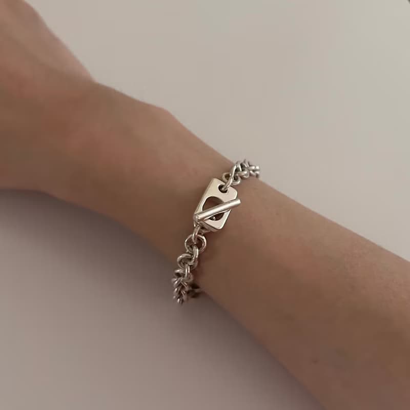 純銀圓鏈T扣手鍊 1.0