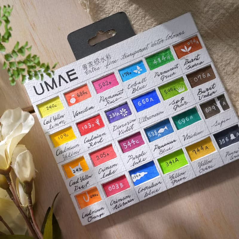 台灣 UMAE 奧馬 手工 專家級 塊狀水彩 24色 專家級塊狀水彩24色