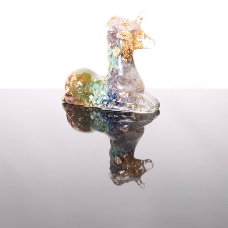 【快速出貨】療癒彩虹獨角獸-天然水晶礦石奧剛擺件Orgonite脈輪