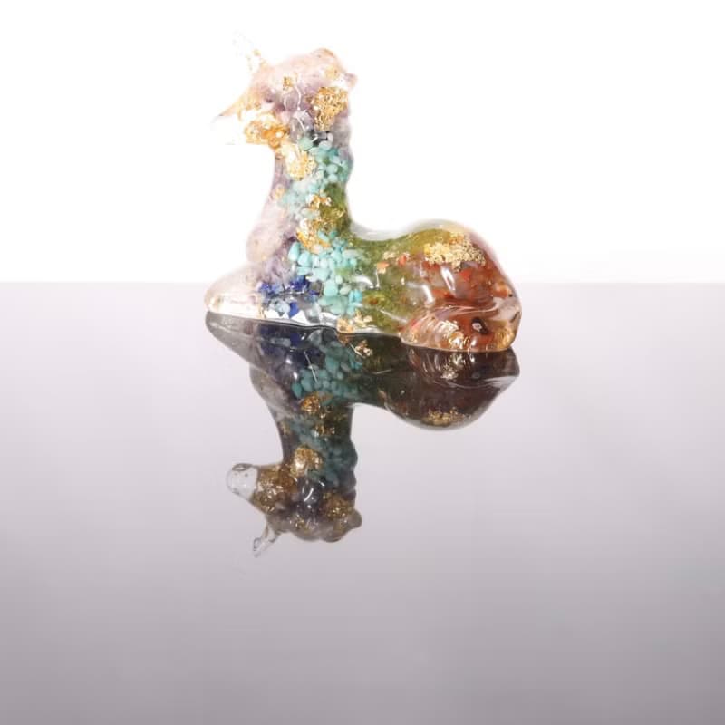 【快速出貨】療癒彩虹獨角獸-天然水晶礦石奧剛擺件Orgonite脈輪