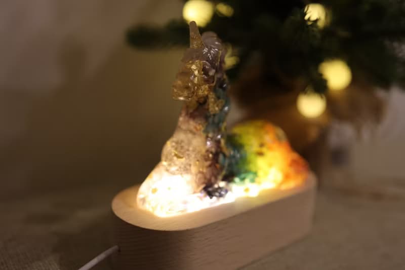 【快速出貨】療癒彩虹獨角獸-天然水晶礦石奧剛擺件Orgonite脈輪