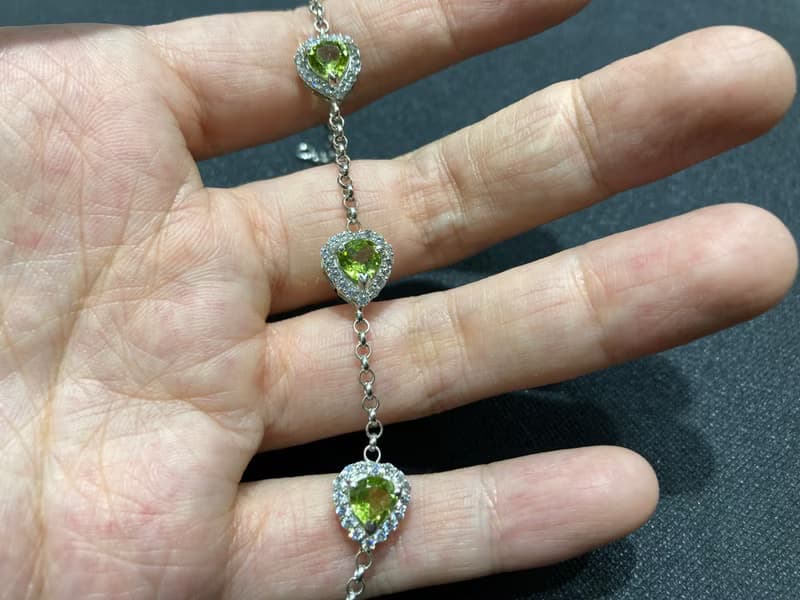 天然 橄欖石 手鍊 印度製 925純銀 手工製